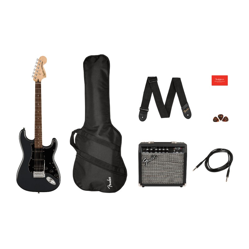 Pack Squier Affinity Series Stratocaster HSS LRL Black - Macca Music
